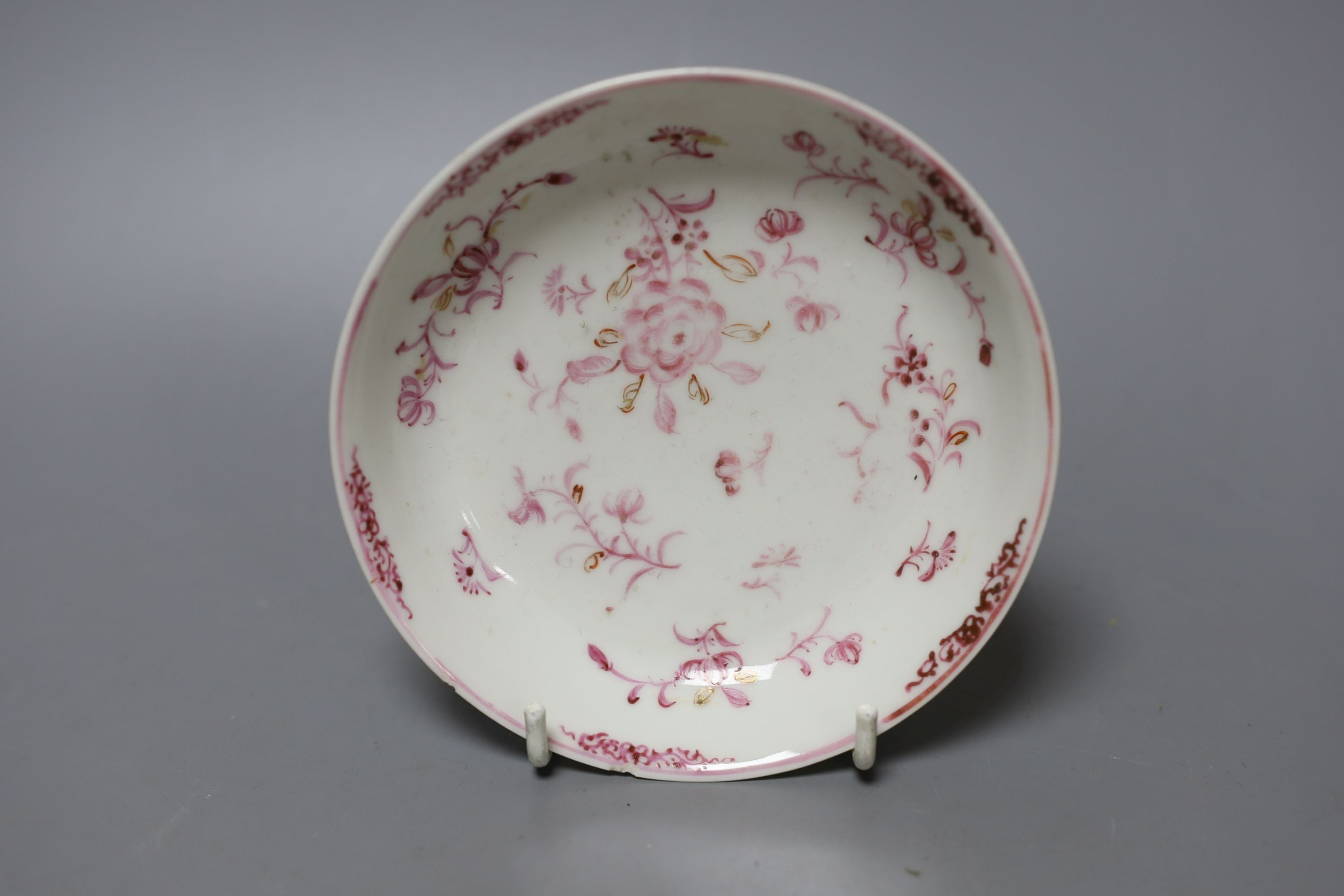 Three Chinese ceramics, including a yellow bowl with inscription to base, 7cm tall, blue and white dragon pattern candlestick mount and export dish